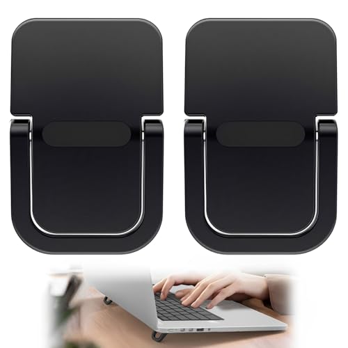 VZU 2 Stück Mini Laptopständer, Tragbarer Tastatur-Erhöhung, Faltbare Unsichtbare Laptop Halterung, Selbstklebende Mini-Laptop-Ständer mit Anti-Rutsch-Silikon, Kompatibel mit MacBook, Laptops