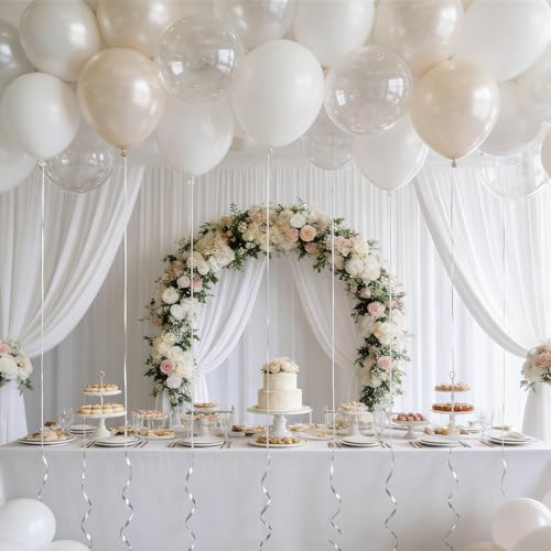 Image of 160Pcs 12 Inch White Pearl White Clear Latex Balloons Kit, Bride Balloons Arch for Bridal Shower Wedding Engagement Bachelorette Birthday Party Decorations