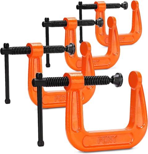 Aquafix クランプ C型 4個セット ダクタイル鋳鉄材質 シャコ万力 スーパー シャコ万力 接着 固定 溶接 作業 切削 締付 強力型 DIY工具 木工用