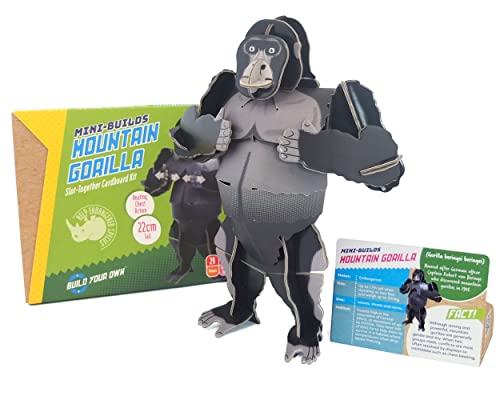 Build Your Own Moving Mountain Gorilla | Pull-Tab Chest Pounding Action | 29 Piece Kit | Fun Toy Gift For Kids, Girls & Boys & Families Age 8+ | Eco Friendly Cardboard Slot Together Kit #TOP7