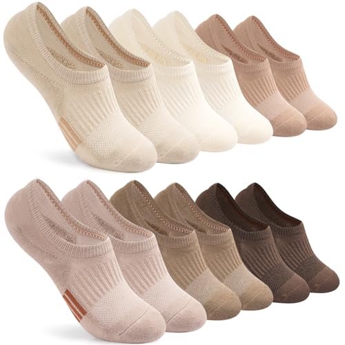 Image of No Show Socks Womens Cushioned Low Cut Invisible Footies for Running Athletic Gym Ankle Socks 6 Pairs