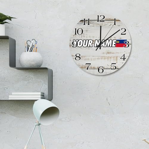 Horloge murale drapeau Liechtenstein personnalisable déco rustique - 3