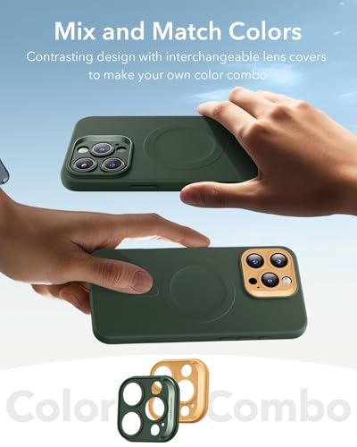 Image of ESR for iPhone16 Pro Max Case with MagSafe, Supports Magnetic Charging, Smooth & Slim Silicone Case, Shockproof, Full Screen and Camera Protection, Soft Microfiber Lining,Green