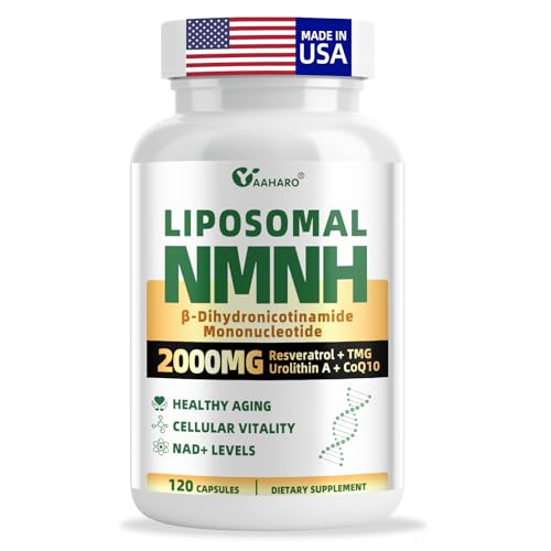 NMNH Supplement 2000mg Liposomal Nicotinamide Mononucleotide Alternative for NAD+ and Healthy Aging - with Resveratrol Quercetin TMG CoQ10 - 120 Capsules (-Dihydronicotinamide Mononucleotide)