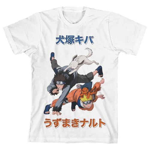 Amazon.com: Naruto Inuzuka Kiba and Naruto Uzumaki Boy's White T