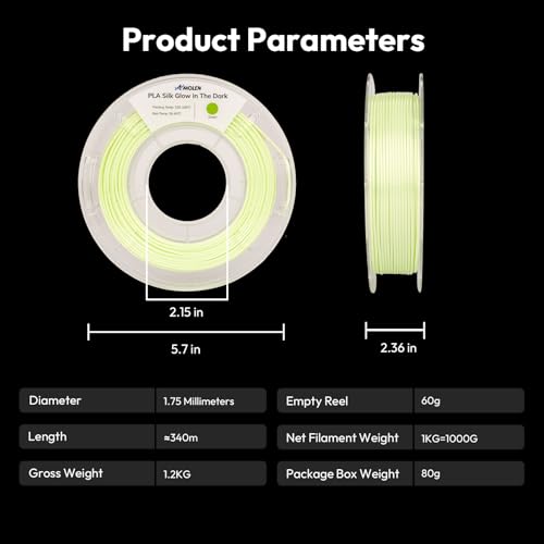 Image of AMOLEN Glow in The Dark Filament Silk Pla, Silk & Glow Blue 2 in 1 Silk Glow Blue& Silk Glow Green, Best with UV Lamps, Dimensional Accuracy + /- 0.02 mm 2KG(4.4lb), Compatible with Most 3D Printers