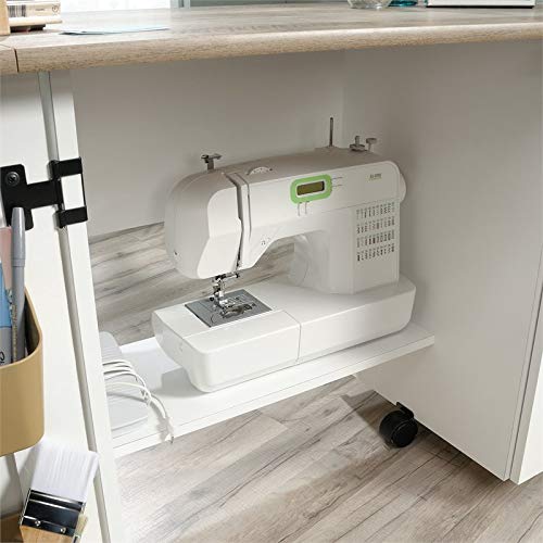 Pemberly Row Contemporary Wood Sewing Craft Table In Soft White #TOP3
