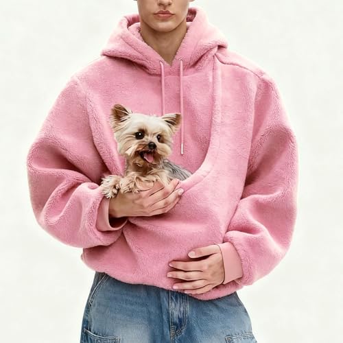 Pet Pouch Hoodie Women Flannel Pet Carrier Hoodie with Dog Pouch Sweatshirt - image 4
