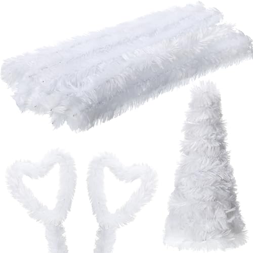 Hotop 30 Pcs Extra Thick Pipe Cleaners 30mm Chenille Stems Jumbo Pipe Cleaners Supplies for Beginners DIY Supplies Decorations (White,12 Inches)