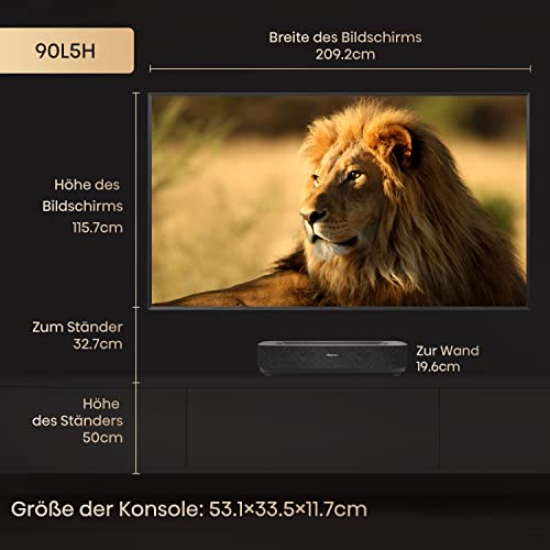 Hisense 90L5HD Daylight Screen (90 Zoll) Laser Projektor, inkl. 90" Panel, 4K, HDR10, VIDAA U6, Smart TV, Ultrakurzdistanz, Dolby Vision, Triple Tuner, Dolby Atmos, WiFi, schwarz – Bild 3