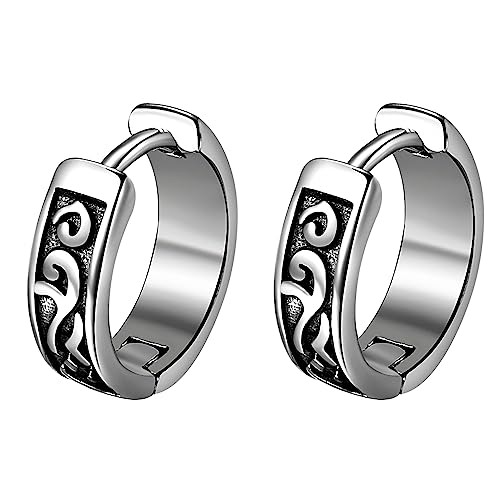 Pendientes de aro de acero inoxidable con runas OIDEA estilo retro
