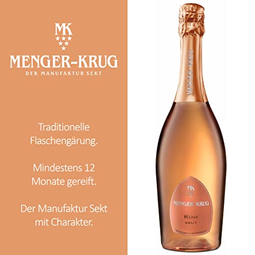 Menger-Krug Rosé Brut (1 x 0,75 l) - exzellenter Rosé-Sekt aus handwerklicher, deutscher Manufaktur-Herstellung, traditionelle Flaschengärung, qualitativ auf Champagner Niveau