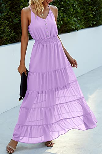 Image of PRETTYGARDEN Women's 2026 Summer Maxi Dress Spaghetti Strap Sleeveless High Waist Beach Vacation Long Sundresses