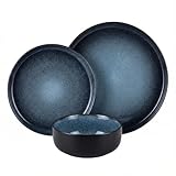Alntlsiss Plates and Bowls Sets,12 Pieces Round Porcelain Dinnerware Sets,Dishes, Plates, Dishware Sets,Chip Resistant Ceramic Dish Set Dining Dinner Ware Service for 4
