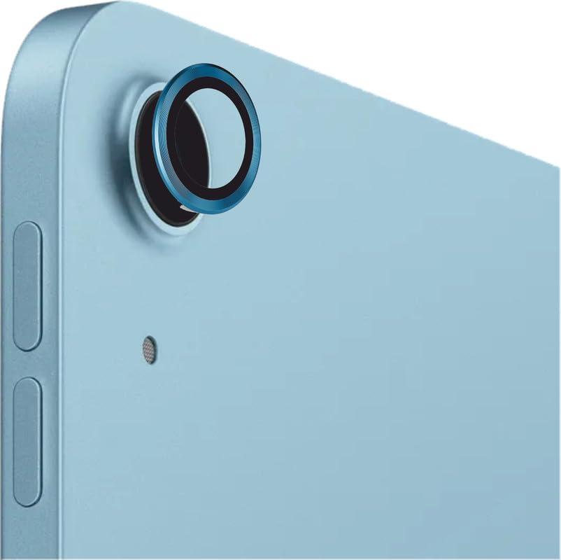 Glaxx Camera Lens Protector for iPad Air 4, 5, Mini 6, and Pro 12.9 (2018) - 9H Tempered Glass Metal Individual Ring Cover, HD Clear - Blue
