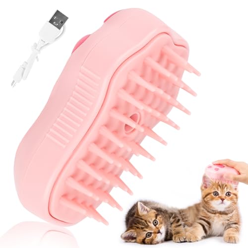 Jognee Steamy - Spazzola a vapore per gatti a forma di zampa di gatto, pettine per massaggio spray per gatti, spazzola multifunzione per la rimozione dei peli per gatti
