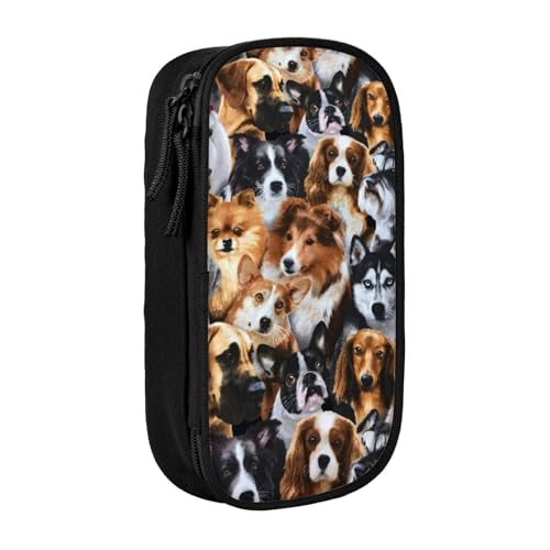 犬のパターンペンケース 文具 ファッション 収納 筆袋 多功能 中の高校生 軽い量 男女通用 鉛筆の箱 学生 児童 誕生日 入学 贈り物 包 収納包 Black