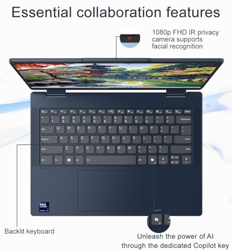 Image of Lenovo IdeaPad Flex 5i 2-in-1 Laptop (14 inch FHD+ Touchscreen, Intel Ultra 5 Gen 2 225U, 8GB RAM, 512GB SSD, 12-Core (>i7-1355U)) AI PC for Creator, Backlit, Designer, IR Webcam, Win 11 Home