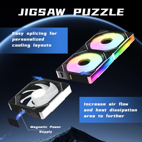 Image of Interstellar V1 120mm Case Fan, Infinity Mirror Module Daisy-Chain 5V ARGB PWM PC Fan Triple Pack Suitable for Computer Case & CPU Cooling(Black-3 Pack)