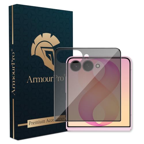 Image of ArmourPro Privacy Tempered Glass for Samsung Galaxy Z Flip 8 and Samsung Z Flip 7 - Anti-Spy Anti Peeping Screen Protector, 9H Hardness, Edge-to-Edge Coverage, Ultra Thin, Bubble-Free Installation Kit | Black