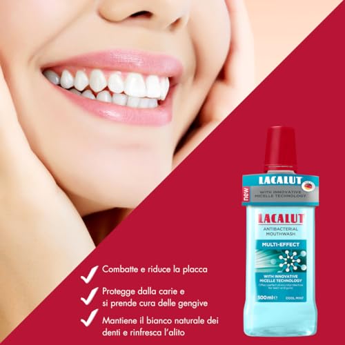 Lacalut Mizellare Mundspülung Multi-Effect - Mundspülung für gesundes Zahnfleisch und Zahnhygiene 500 ml - bekämpft Plaque, Bakterien und Zahnstein für eine vollständige Mundhygiene und frischen Atem – Bild 3