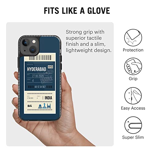 Image of DailyObjects Case for iPhone 13 Compatible with Mag-Safe Wireless Charging, Stride 2.0 Hyderabad City Tag Slim Shockproof Back Cover with Inner Magnetic Ring