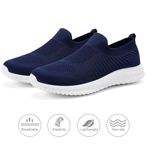 Image of Men's Breathable Knit Walking Tennis Gym Slip On Laceless Sneakers