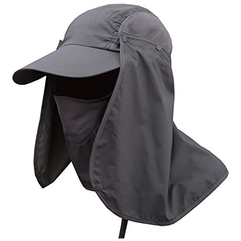Dricar Sonnenhut mit UV Schutz, Unisex Faltbar Wanderhut Gartenhut Boonie Fischerhut Wasserdicht Outdoor Sonnenschutz Cap mit Abnehmbarer Maske und Nackenschutz Schnell Trocken (Dunkelgrau) Cover
