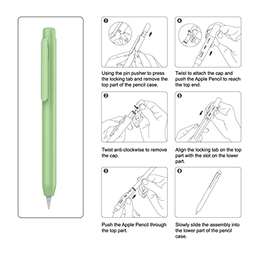 Image of MoKo Holder Case Fit Apple Pencil 1st Gen, Retractable Tip Cap Fit New iPad 10th Gen 2022, iPad 9th Gen 2021, iPad 8th Gen 2020, iPad 6th 9.7 2018, iPad Mini 5th Gen Pencil Case Pencil, Green | Retractable, Protective Sleeve Skin Cover, Sturdy Clip