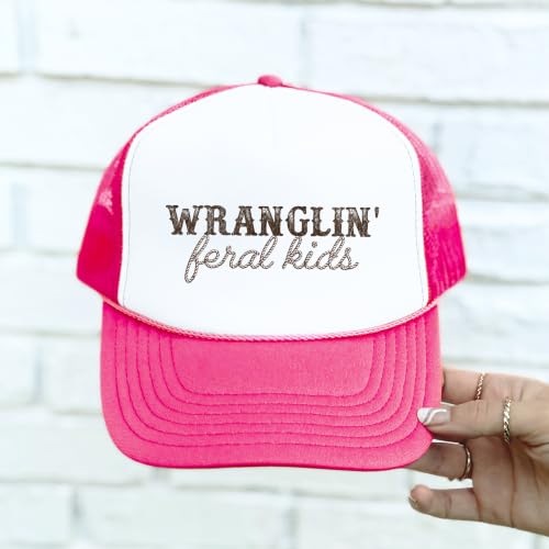 Image of Olive Loves Apple Wranglin' Feral Kids Trucker Hat for Mom and Dad Funny Western Style Cap for Women and Men