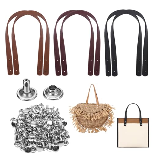 6 Piezas Asas de Cuero PU para Bolsos de Ganchillo - Asa de Repuesto Con Hebilla - Accesorios para Bolsos de Crochet