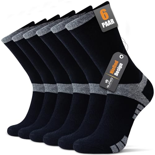Niofind Calcetines Hombre, 6 Pares Calcetines Deporte Algodon, Anti-Ampollas, Anti-Olor, Absorbentes De Sudor, Transpirables, Calcetines Running Con Acolchado Para Correr, Trabajo, Ciclismo