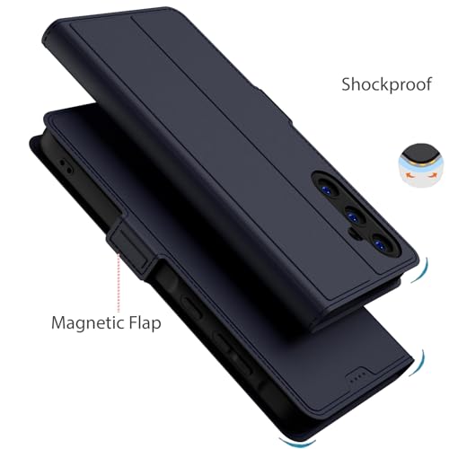 Image of Kapa Noble Slim Magnetic Leather Flip Case Cover for Samsung Galaxy M35 (5G) | Card Holder Stand Flip Wallet Case (Blue)