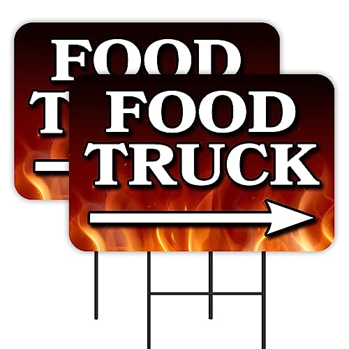 Vista Products Food Truck 2 Pack Double-Sided Yard Signs 16" x 24" with Metal Stakes (Made in Texas)