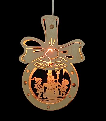 Fensterbild Schneemann in Kugel beleuchtet - Weihnachten Advent...