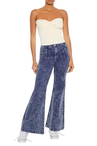 Forever 21 Women's Acid Wash Twill Flare Pants
