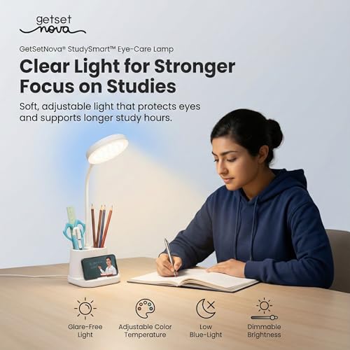 Image of Table Lamp for Study Room Study Lamp Rechargeable, Desk Lamp LED for Study Table Study Light for Students, 12H Battery, 3 Modes Eye Care Light (No Flicker Low Blue), Flexible Gooseneck, Glare Free