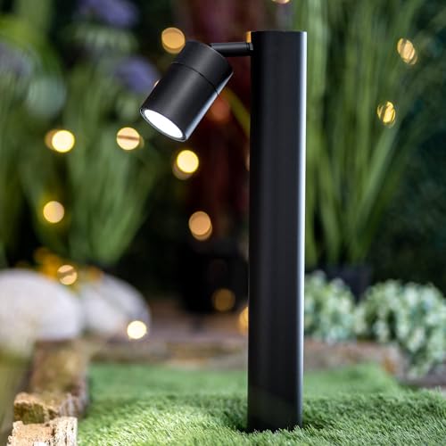 Lumiled Pollerleuchte Außenstehleuchte 45 cm IP44 spritzwasserdicht schwarz GU10 Fassung verstellbar 230 V Gartenleuchte Wegeleuchte Spot Außenlampe...