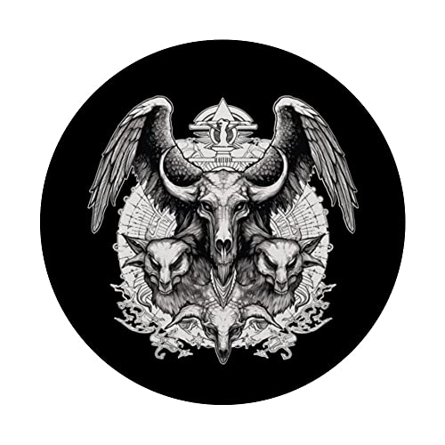Creepy Demon Skull Occult Horror Gothic Wicca PopSockets Swappable PopGrip, Black - Image 3