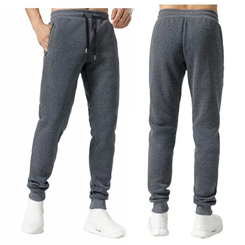Mens 3 Pack Fleece Sports Workout Jogging Pants Zipper Pockets and Drawstring Fleece-Lined Jogger Sweatpants2