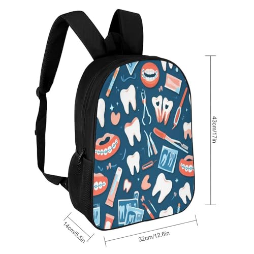 Men's Teeth Dental Seamless Pattern Backpack for Daily Use, Multi-Functional Daypack for Cycling, Fishing, Portable Compact Travel Shoulder Bags2