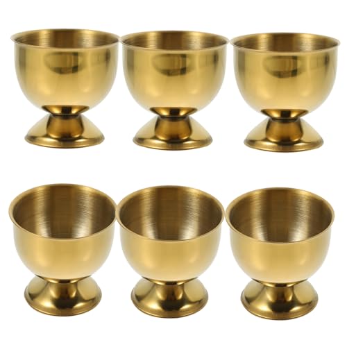 NAMOARLY 6pcs Egg Tray Boiled Eggs Shell Cup Breakfast Egg Cup Colander Egg Stand Rack Offering Korean Ramen Bowl Breakfast Cups Topper 6 Egg Holder Golden Stainless Steel