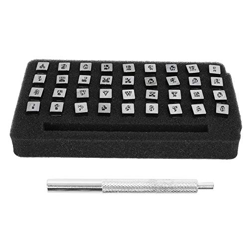 36PCS Leather Stamp Punch Set, 3mm Alphabet Leather Stamping Tools for Leather Belt Bag Craft