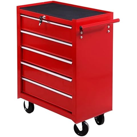 HOMCOM Lockable 5 Drawer Tool Chest Cover