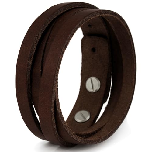 Simaru Lederarmband Herren aus Premium Leder Made in Germany, Männer Armband größenverstellbar in schwarz, braun oder Hellbraun (Braun)