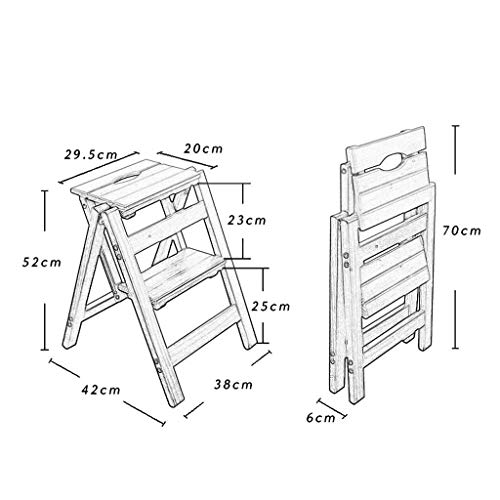 ZHZ-DT 木製のはしご椅子家庭用折りたたみ2ステップラダースツール の商品画像 1
