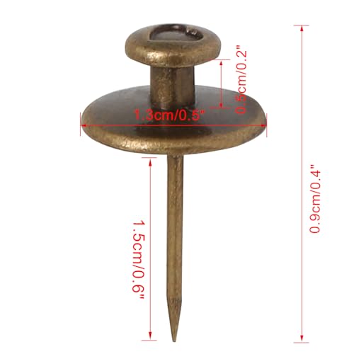 Image of 25 Pcs Bronze Double Headed Picture Hangers Nails | Thumb Tacks Decorative, Push Pin Wall Nails, Photo Hanging Hook Pins, For Home Office Drywall Classroom