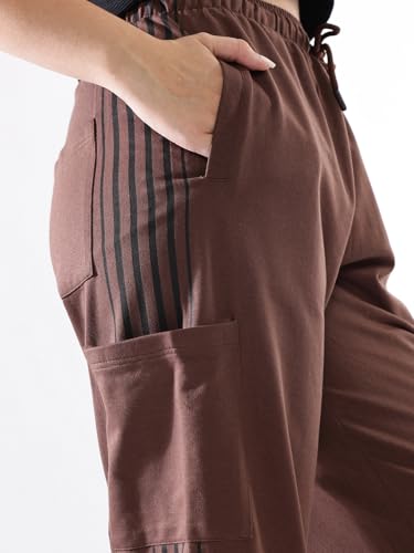 Image of High Star Women Solid Wide Leg High-Rise Casual Cotton Track Pants