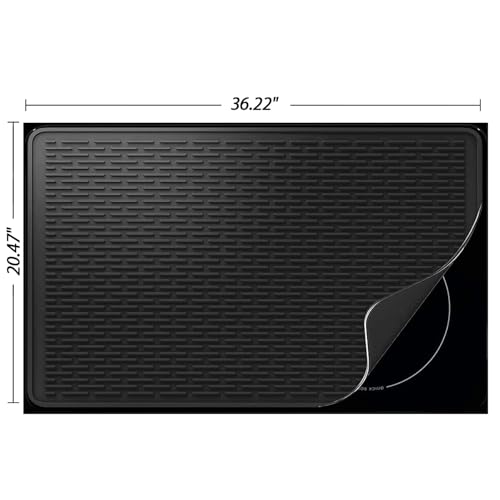 Image of Stove Top Cover for Electric Stove- Range Covers for Electric Stove,Silicone XXL Dish Drying Mat, Glass Cooktop Covers, Flat RV Range top Mats (Black, 36 inchx21 inch)