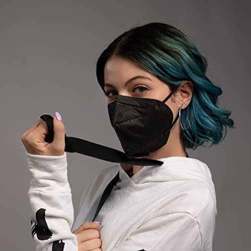 SIBILLA 50 Stück FFP2-Masken Schwarz NR D Made in Italy und CE 0465-zertifiziert von der italienischen Behörde, 5-lagig FFP2 Schwarz in versiegelten Einzelpackungen